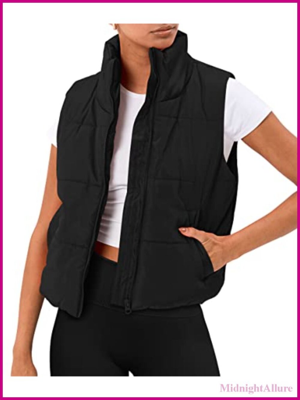 AUTOMET Women's Puffer Vest Cropped Lightweight Fall Winter Outerwear Quilted